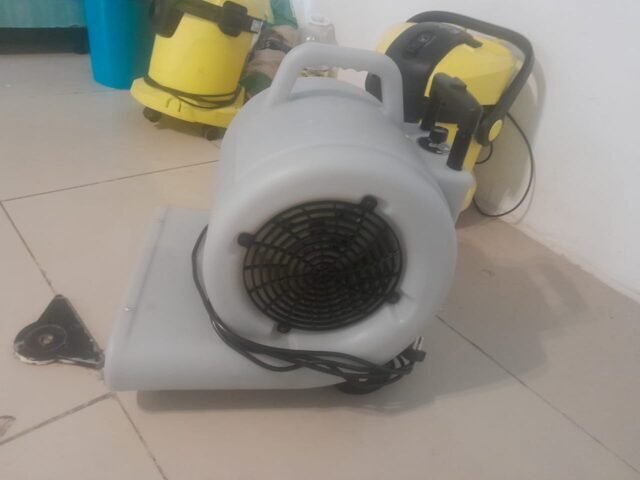 Carpet blower assisting drying after extraction cleaning