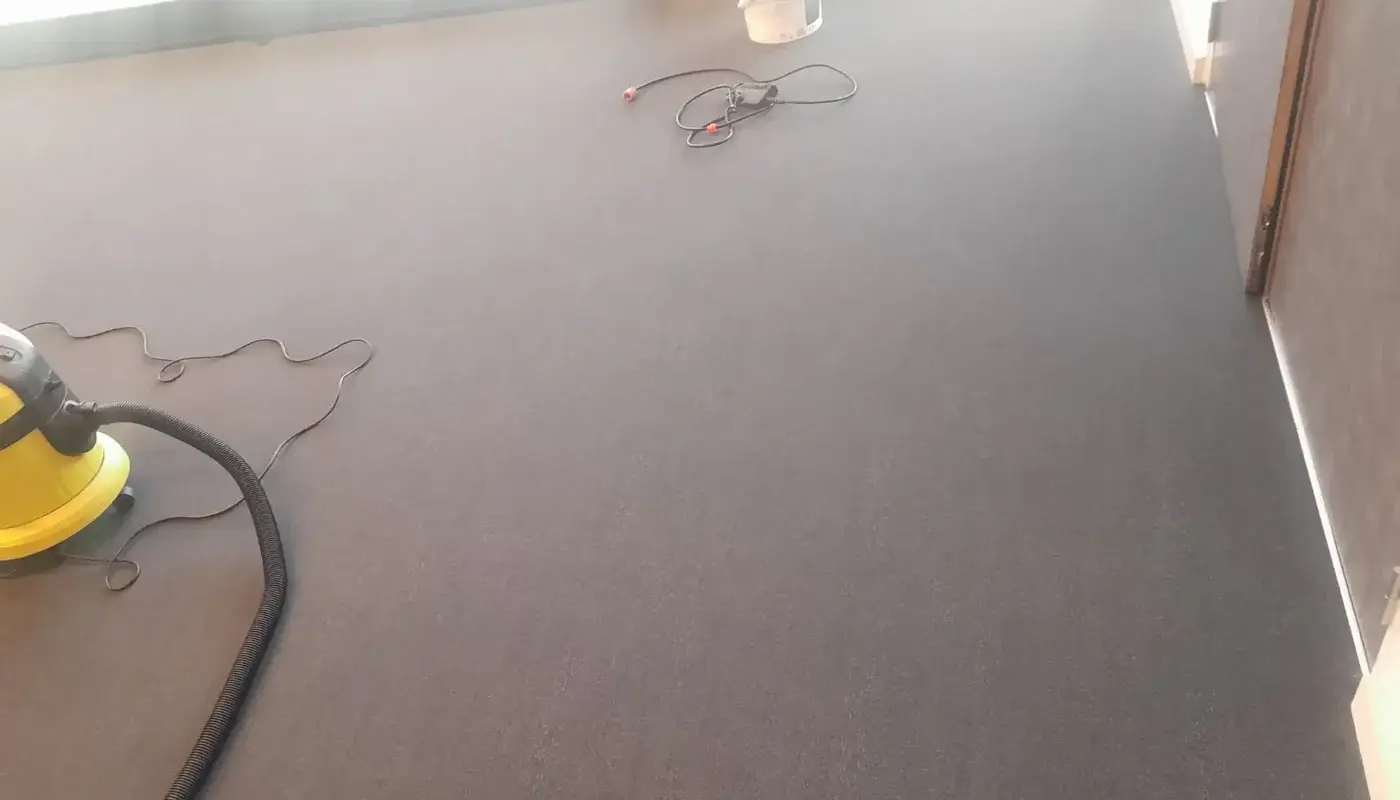 Carpet cleaner cleaning a bedroom carpet