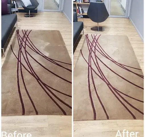 Rug being assessed before and after professional cleaning in Somerset West